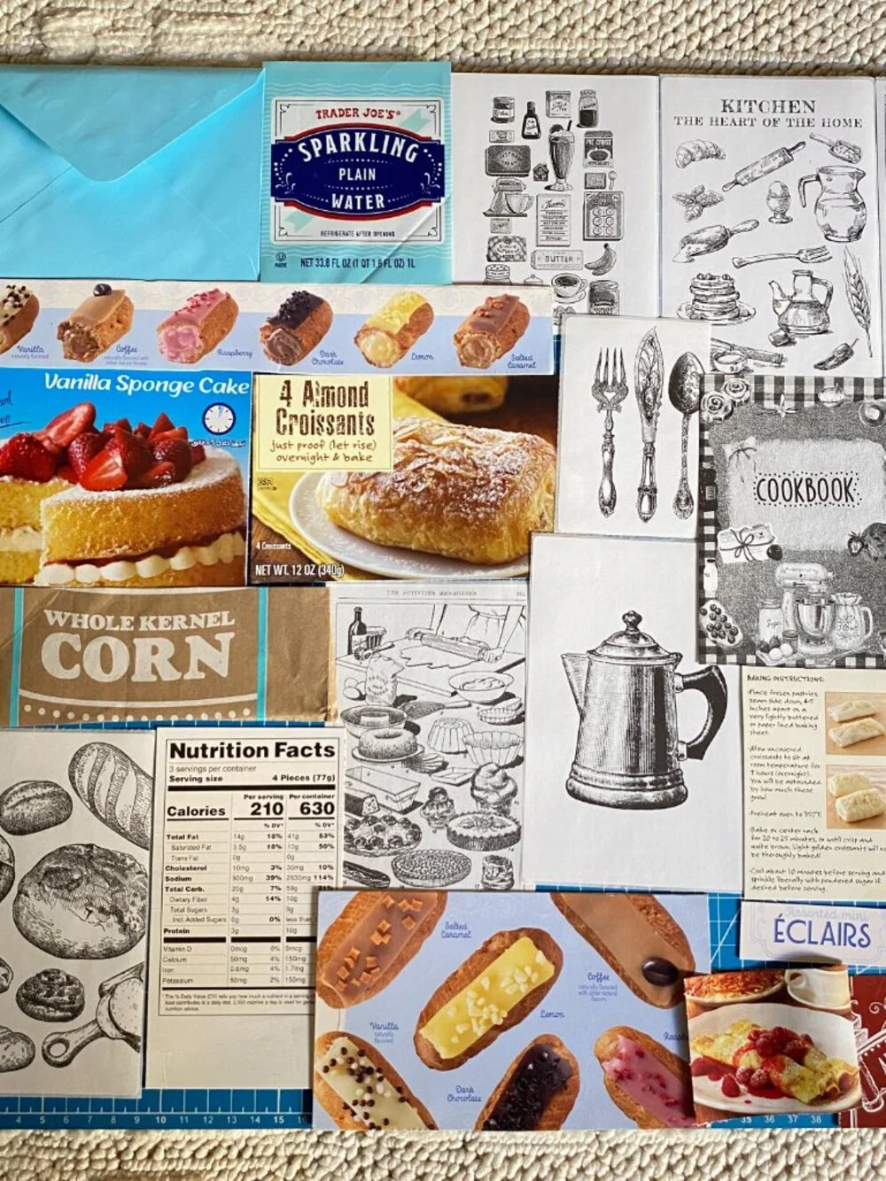Foodie Junk Journal Kit – Curated Ephemera Pack - Blue